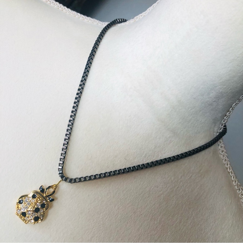 Vintage enamel stone handbag pendant on chain necklace